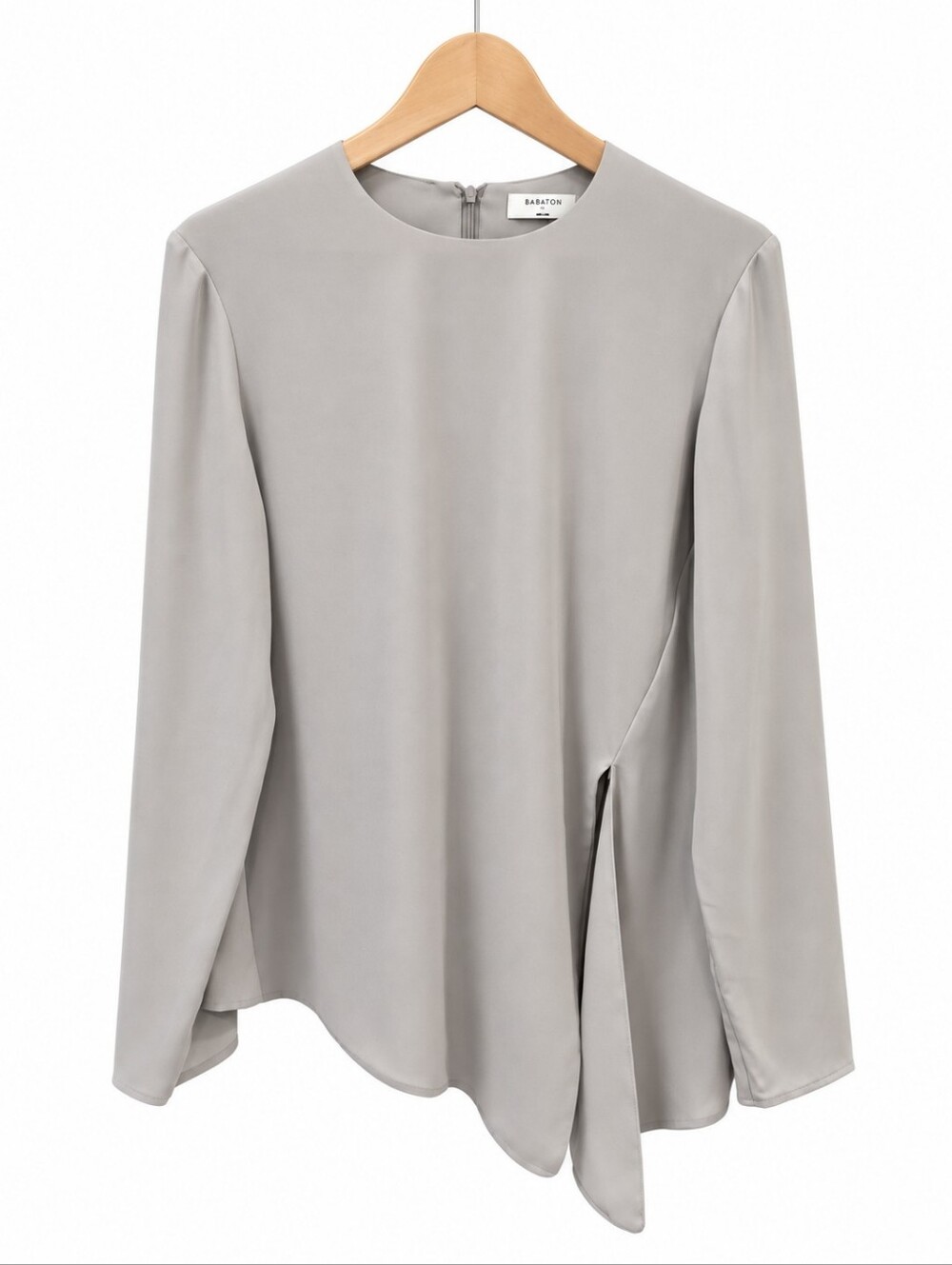 Babaton Aritzia Asymmetrical Long Sleeve Blouse Size S Gray